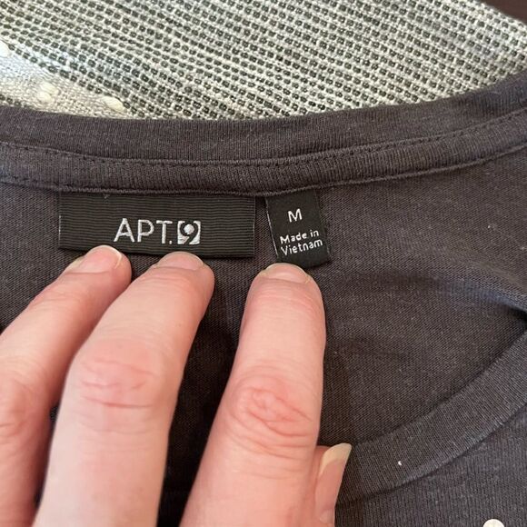 APT 9 Studded Layered Long Sleeve Black Tunic Top Medium lightweight - Picture 9 of 15